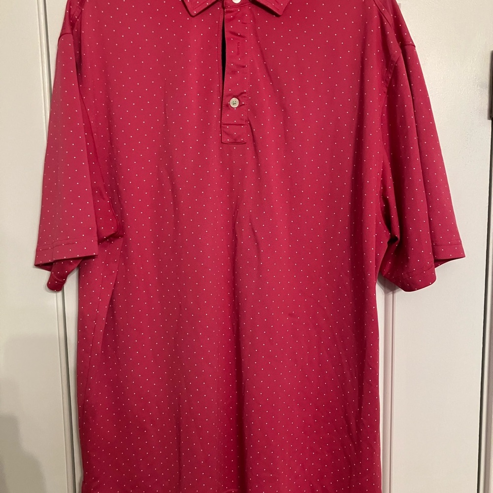 FootJoy Pink Polo Shirt with White dot pattern